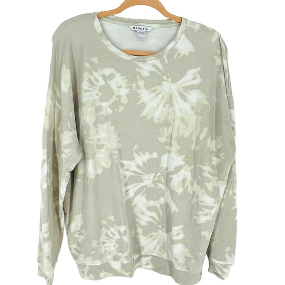 Athleta Tops - Athleta Studio To Street Size M Gray White Tie Dye Relaxed Sweatshirt 632058